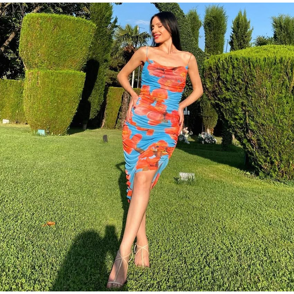 ZARA BLOGGER FAVE!!! Ruched Asymmetric Dress NWT - Picture 13 of 16